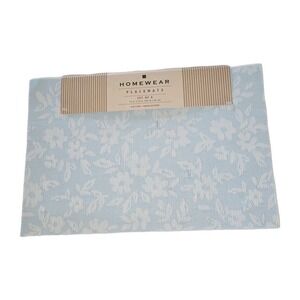 Homewear 8pc White Blue Wildflower Placemats 12"x18" PVC Cottage Coastal Decor